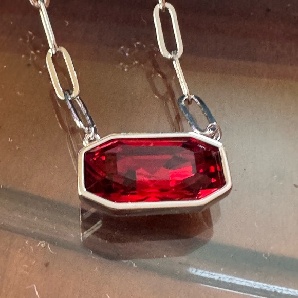 Touchstone Crystal Silver Necklace with Red Pendant. - Picture 2 of 3